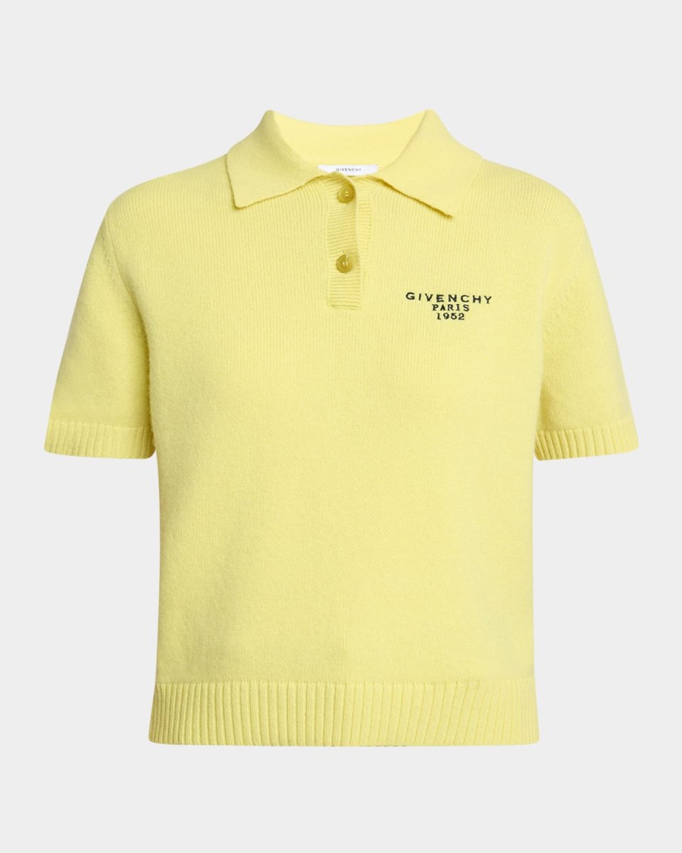 Embroidered Short-Sleeve Wool-Cashmere Polo